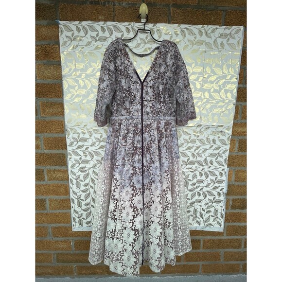 byron lars Dresses & Skirts - Byron Lars Beauty Mark Ombre Floral Lace Reversible Dress Rose Buttons Mauve 8